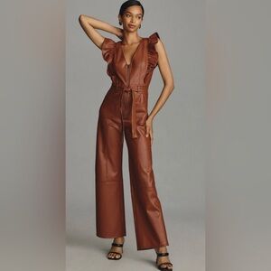 Maeve Collette Faux Leather Cropped Jumpsuit - Sz 8 Worn once!